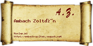 Ambach Zoltán névjegykártya